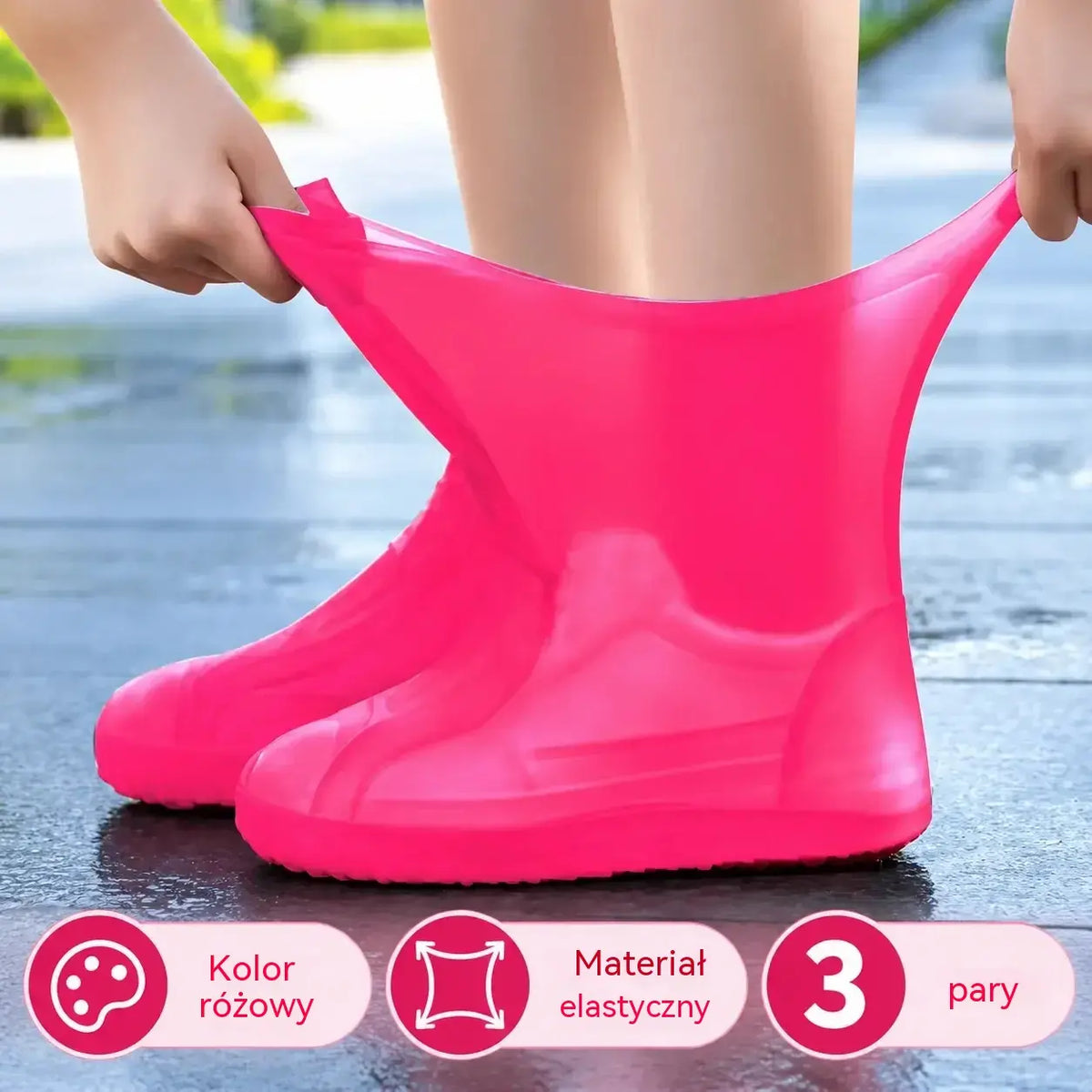 🥾💦 3 pary wytrzymałych gumowych ochraniaczy na buty | Ochrona przed wodą, błotem i zabrudzeniami