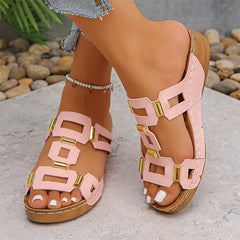 👡【Confortabile, fără oboseală la mers】Sandale retro cu platformă și toc tip wedge (ortopedic)