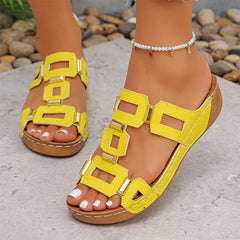👡【Confortabile, fără oboseală la mers】Sandale retro cu platformă și toc tip wedge (ortopedic)