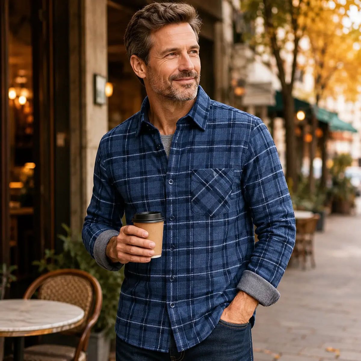 🔥【50% zniżki】1 sztuka 119 zł 👔【L-5XL】Ciepła koszula biznesowa z długim rękawem