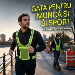 【🔥2 bucăți】Vestă reflectorizantă de înaltă vizibilitate, reglabilă, cu buzunare, echipament de alergare sigur.