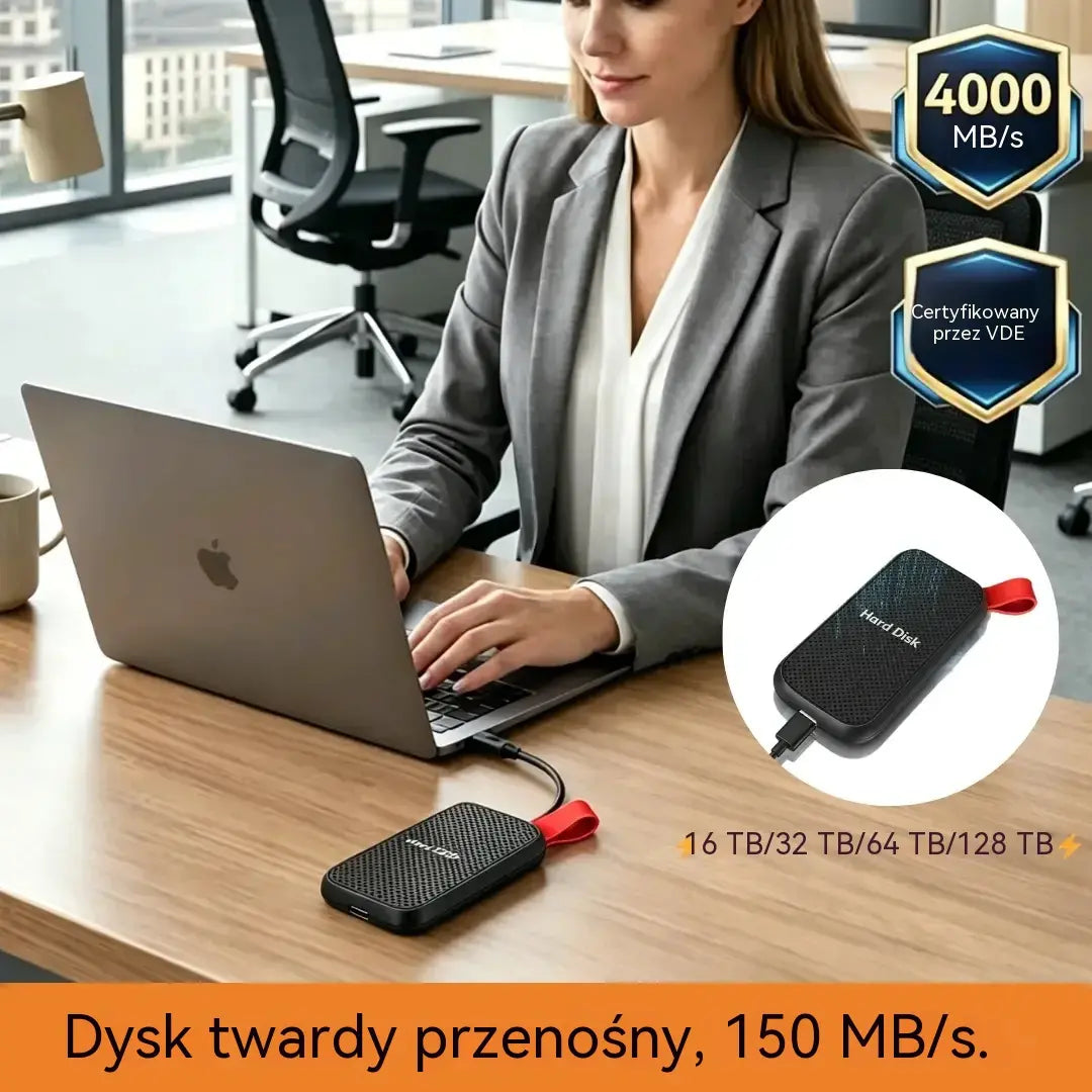 ⚡ Przenośny dysk SSD 64TB/128TB – superszybki transfer 🚀 Więcej miejsca na zdjęcia, filmy i pliki 💾