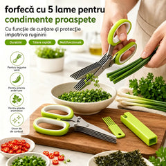 2 bucată 169 lei🌿 Foarfecă pentru ierburi cu 5 lame – Cuțit rapid de bucătărie pentru ierburi și condimente proaspete