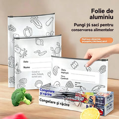 🥩【30 buc/60 buc】Pungile din folie de aluminiu alimentară cu fermoare oferă o conservare excelentă și sunt potrivite pentru utilizarea în frigiderele de uz casnic.