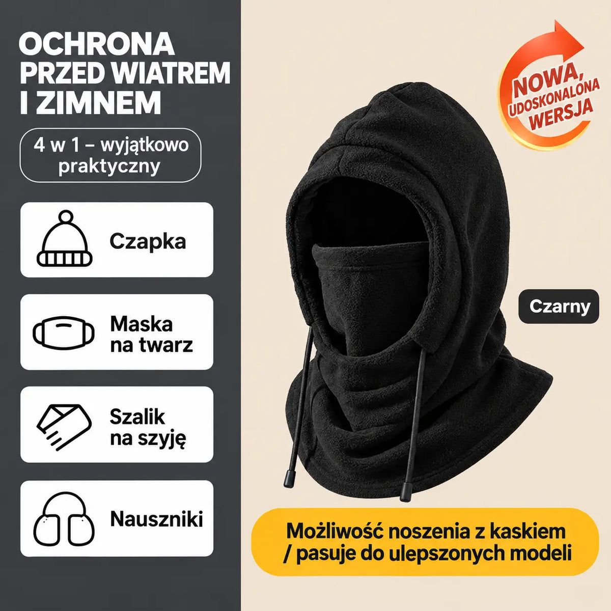 ❄️ Ciepło nawet przy -20°C! Polarowa czapka termiczna 🧣 Idealna na narty, motor i zimowe dni