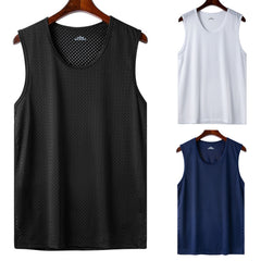 👕【Set de 3 bucăți】Maiouri bărbătești casual din material răcoros tip mătase de gheață ✅ Ușoare, respirabile și cu uscare rapidă