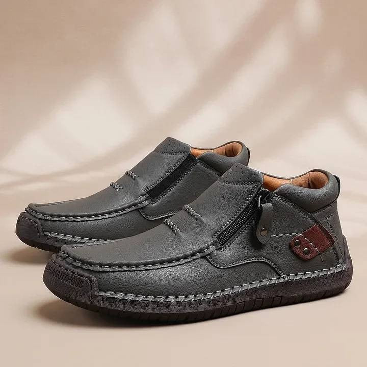 👣 Męskie skórzane buty wsuwane 38–48 | Szeroki nosek + wsparcie łuku stopy ✅ Wygoda bez ucisku