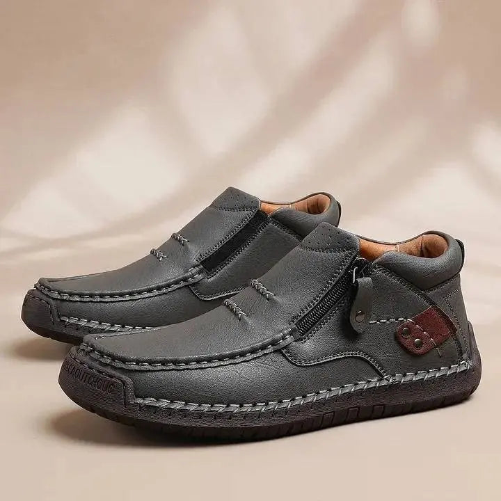 👣 Męskie skórzane buty wsuwane 38–48 | Szeroki nosek + wsparcie łuku stopy ✅ Wygoda bez ucisku