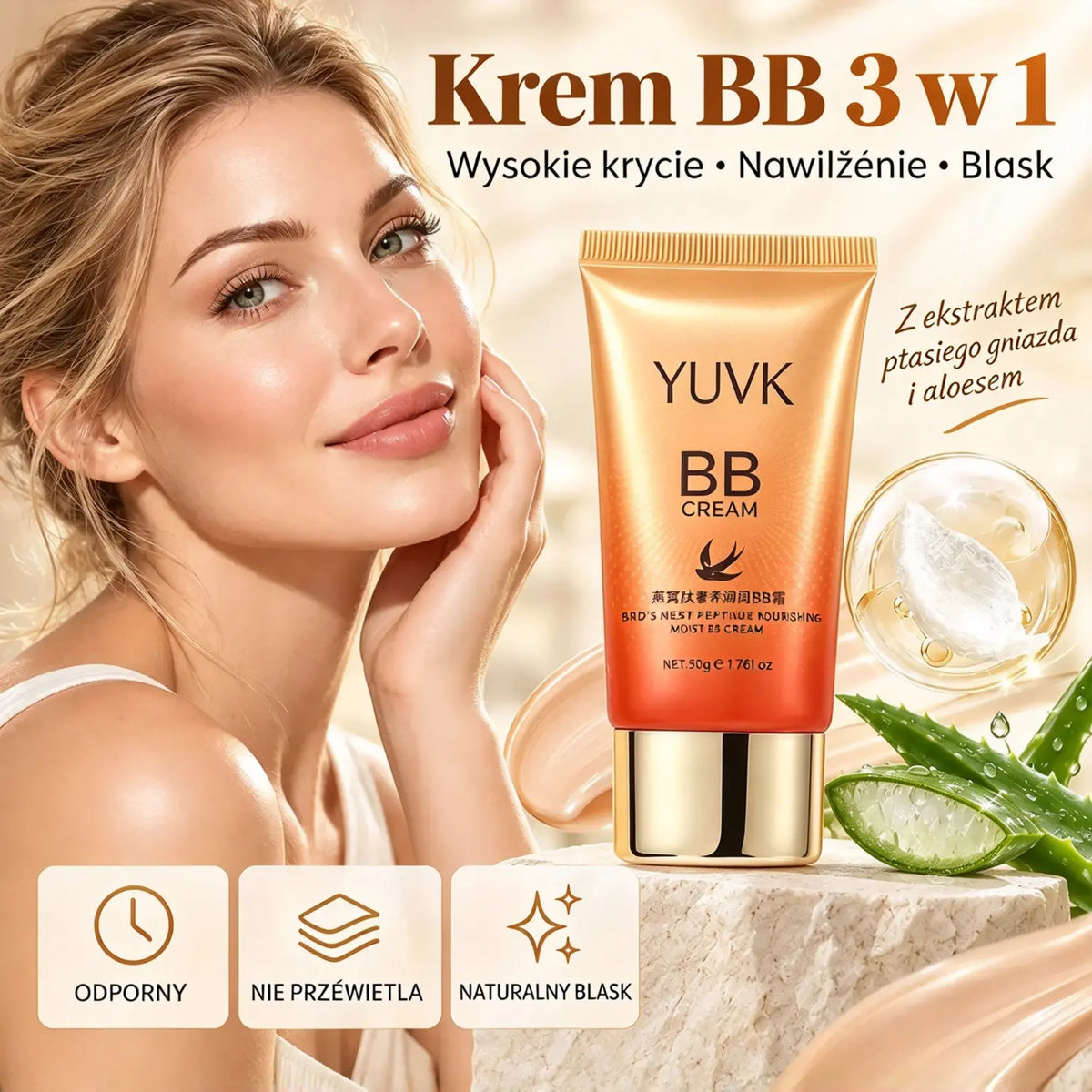 🔥 1+1 GRATIS! 🧡 Nawilżający krem BB – gładka, naturalna cera bez przesuszenia ✨