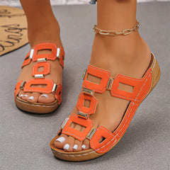 👡【Confortabile, fără oboseală la mers】Sandale retro cu platformă și toc tip wedge (ortopedic)