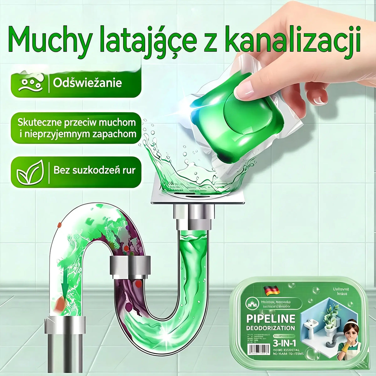 🎁 150 kapsułek w promocji 1+2 GRATIS! Bioenzymatyczna pomoc na zapach z odpływu 🚿