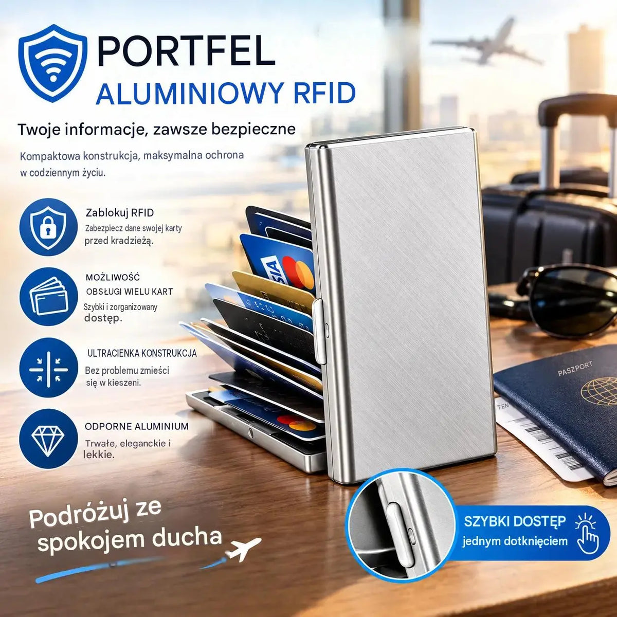 🛡️✨ Etui na karty ze stali nierdzewnej z ochroną RFID – portfel chroniący przed rozmagnesowaniem, kompaktowy i poręczny 💳
