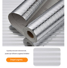 【40cm*5m】🛡️ Folie Autoadezivă din Aluminiu Detașabilă – Anti-grăsime, Rezistentă la Căldură și Ușor de Curățat