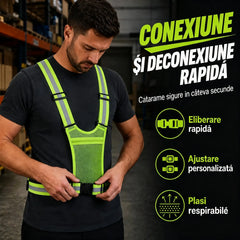 【🔥2 bucăți】Vestă reflectorizantă de înaltă vizibilitate, reglabilă, cu buzunare, echipament de alergare sigur.