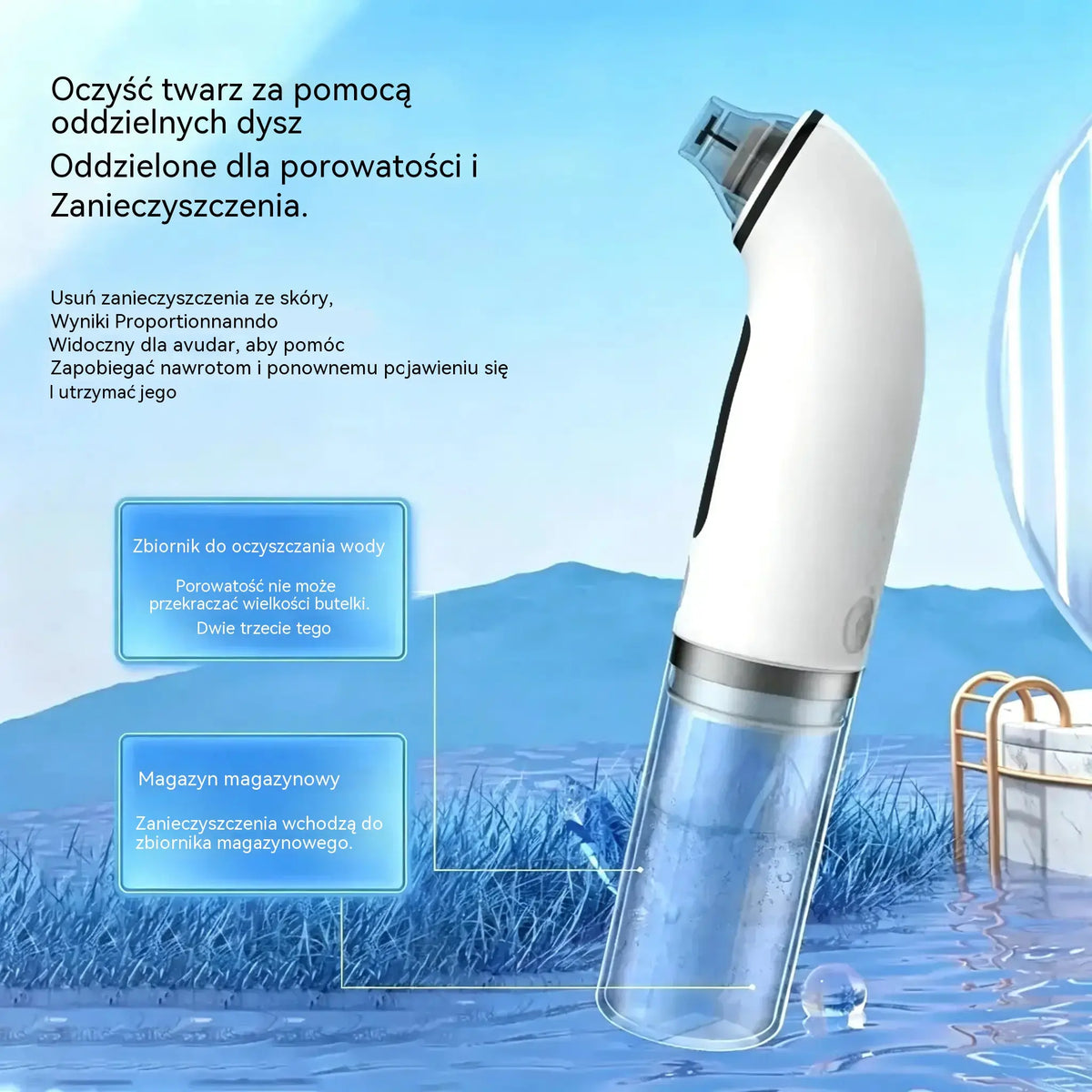 🔥 PROMOCJA! Elektryczny oczyszczacz do twarzy💆‍♀️Głębokie oczyszczanie porów · Efekt jędrniejszej i gładszej skóry ✨ Zadbaj o cerę w domu i oszczędź na salonie!
