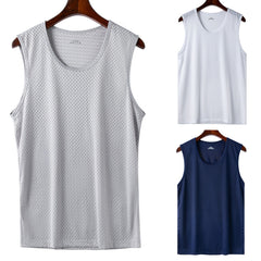 👕【Set de 3 bucăți】Maiouri bărbătești casual din material răcoros tip mătase de gheață ✅ Ușoare, respirabile și cu uscare rapidă