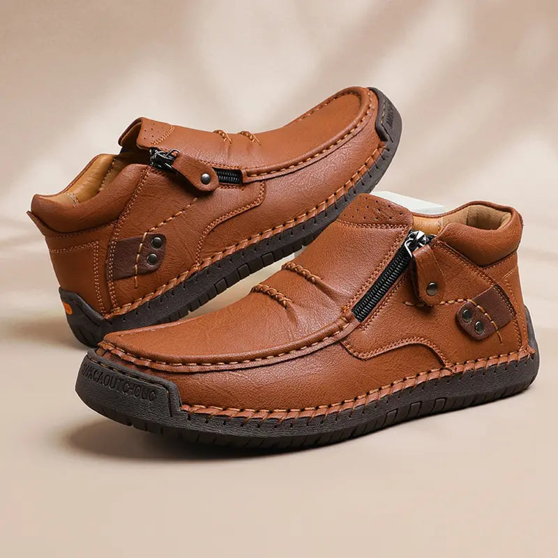 👣 Męskie skórzane buty wsuwane 38–48 | Szeroki nosek + wsparcie łuku stopy ✅ Wygoda bez ucisku