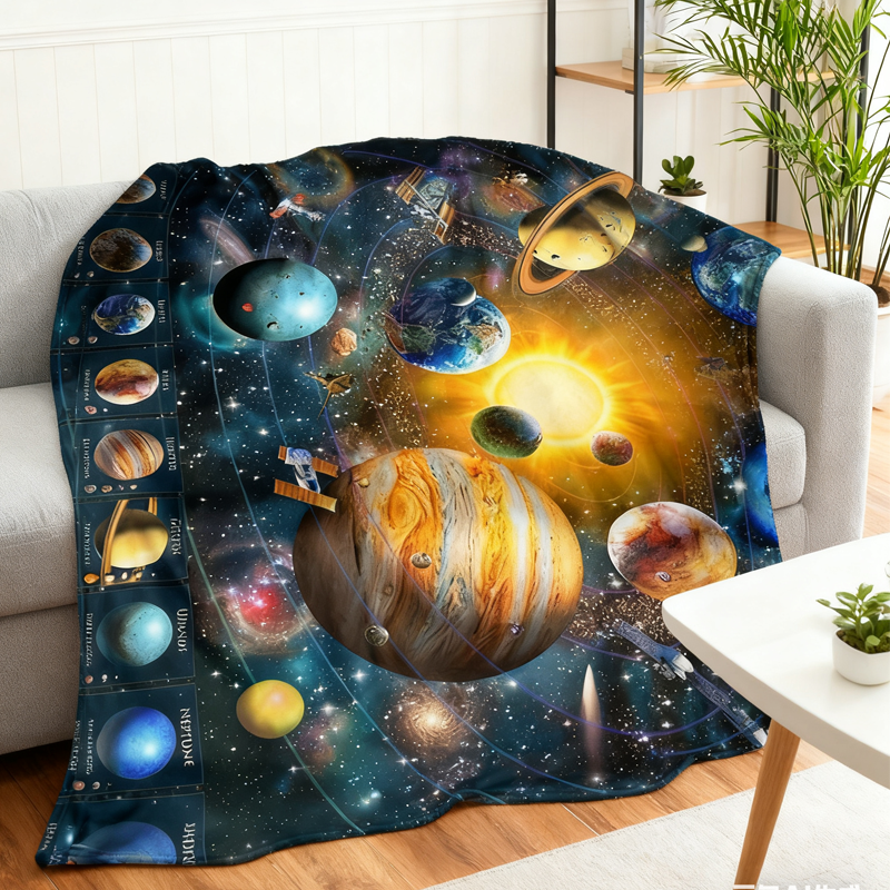 🔥 Flanela w kratę z artystycznym nadrukiem – miękka, ciepła i przyjemna w dotyku 【70 × 100 cm】