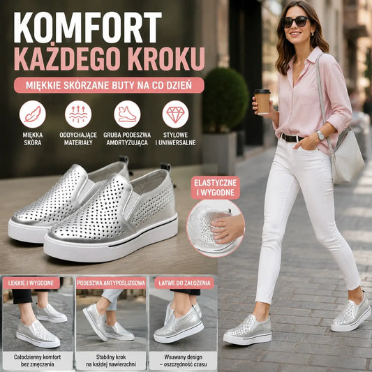🔥【Koszt jednej pary 119 zł.】【34-41】🔥Lato 2026 damskie buty na co dzień z miękkiej skóry z grubą podeszwą