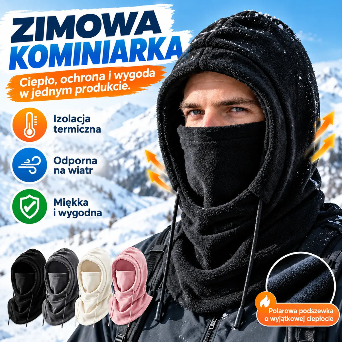 ❄️ Ciepło nawet przy -20°C! Polarowa czapka termiczna 🧣 Idealna na narty, motor i zimowe dni