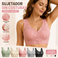 😍【Set 3 piese】 ❤️【40-100 kg】👙Sutien superb din dantelă pentru femei, cu închidere frontală, fără armătură