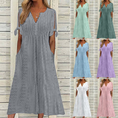 【🏆Cele mai bine vândute produse】👗 Rochie simplă și delicată, de culoare uni