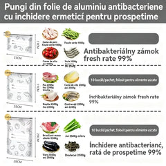 🥩【30 buc/60 buc】Pungile din folie de aluminiu alimentară cu fermoare oferă o conservare excelentă și sunt potrivite pentru utilizarea în frigiderele de uz casnic.