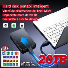 💥Hard disk portabil de 20 TB, cu viteză ultra-înaltă de 1200 m/s ✅Vine cu un set complet de software de birou și de dezvoltare.
