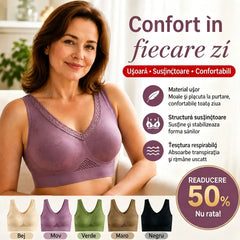 🔥👙【40-120 kg】【Pachet de 3】✨ Sutien fără fereturi din dantelă cu susținere ridicată pentru femei