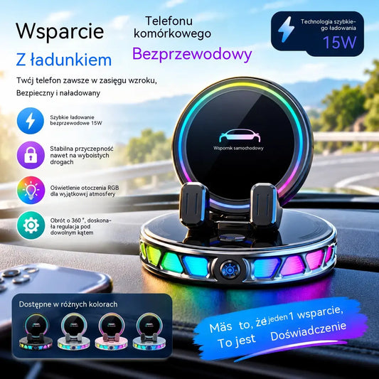 🚗 Uchwyt Samochodowy 15W z Automatycznym Zaciskiem 📱 Bez Kabli, Bez Wypadania, Obsługa Jedną Ręką ⚡