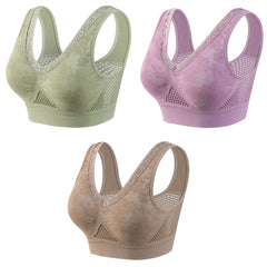🔥👙【40-120 kg】【Pachet de 3】✨ Sutien fără fereturi din dantelă cu susținere ridicată pentru femei