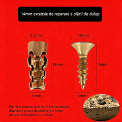 【🔥100/200 de seturi la un preț special】🧰⚒️ Reparații mobilă, șuruburi cu expansiune scurtă, reparații și montaj balamale din piatră/gresie/dulap.