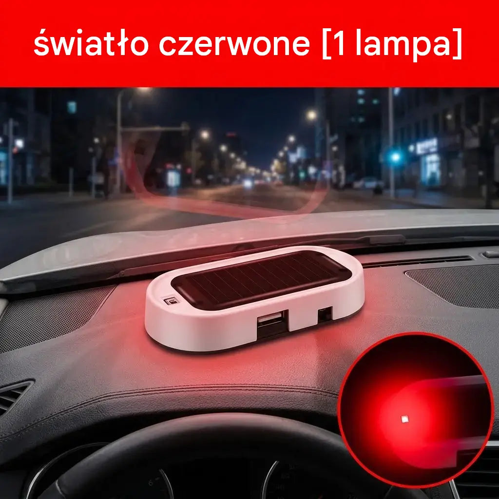 🚗1 sztuka 89 zł 🎁💥 Kompaktowa lampka ostrzegawcza LED przeciw kradzieży, zasilana energią słoneczną