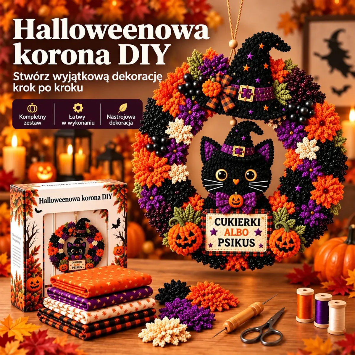 ⏰ OSTATNI DZIEŃ: -50%! 🎄✨ Zrób piękny wieniec świąteczny bez doświadczenia ❤️ Kompletny zestaw DIY + instrukcja krok po kroku!