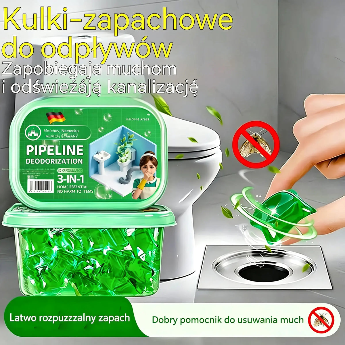 🎁 150 kapsułek w promocji 1+2 GRATIS! Bioenzymatyczna pomoc na zapach z odpływu 🚿
