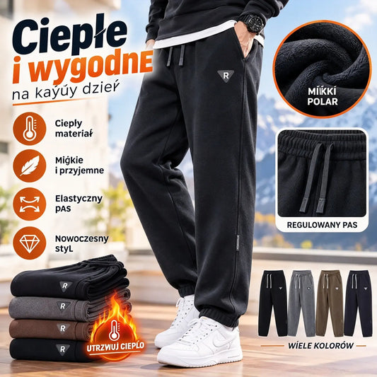 🔥【M-5XL】👖 Męskie zimne spodnie z grubą polarową podszewką, ciepłe i wygodne spodnie codzienne dla mężczyzn