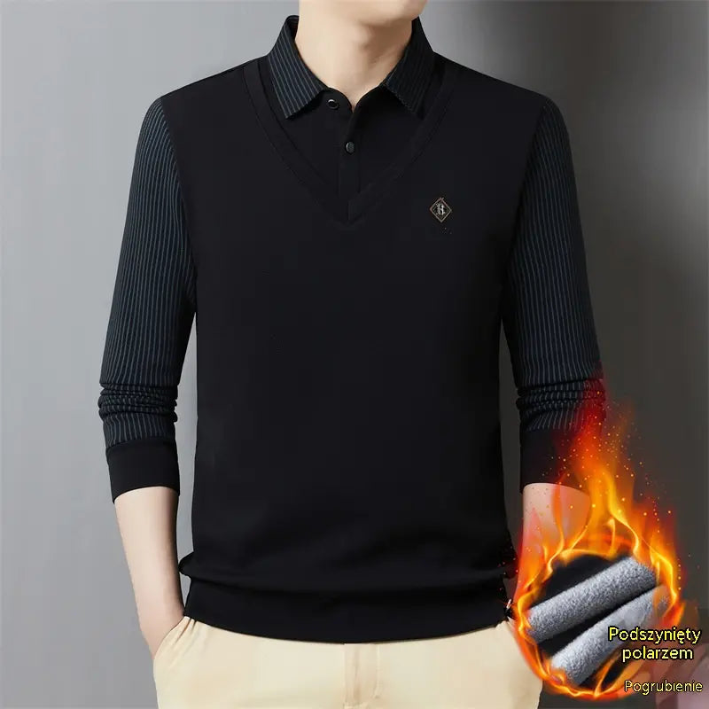 🔥 Zimowa koszulka polo dla mężczyzn 👔 Ciepła podszewka z polaru | M–4XL | Komfort bez uczucia ciężkości