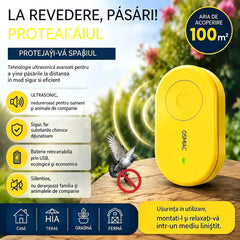 🐦【Cumpărați 1 obțineți 1 gratuit】Repelent cu ultrasunete portabil pentru păsări | Repelent automat pentru porumbei, perfect pentru balcoane, grădini și exterior