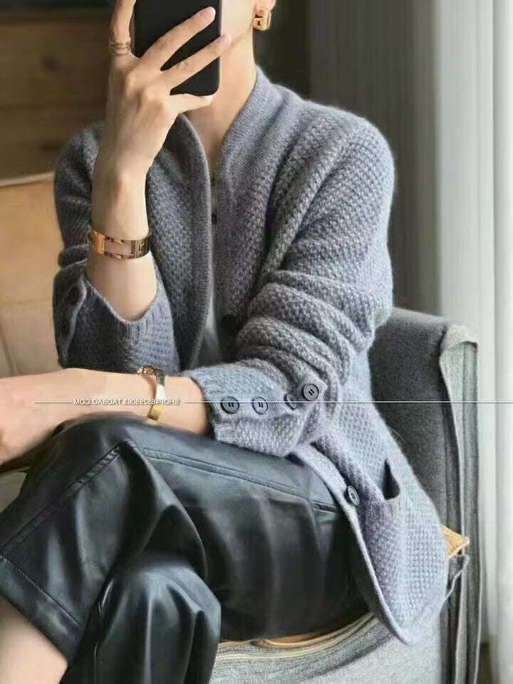 💖 Ciepły Kaszmirowy Kardigan Damski S–2XL | Francuski Styl Retro ✨ Miękki, Elegancki i Idealny na Jesień i Zimę