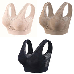 🔥👙【40-120 kg】【Pachet de 3】✨ Sutien fără fereturi din dantelă cu susținere ridicată pentru femei