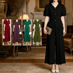 🌸【Tricou + pantaloni largi】Set modern retro din material mătase rece—— răcoros, elegant și super confortabil ✨