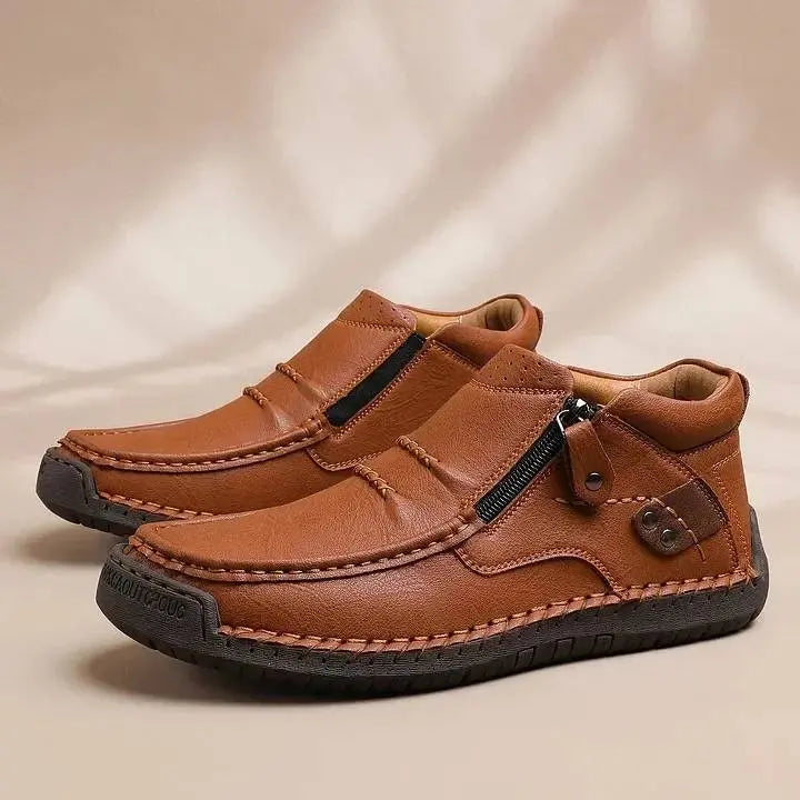 👣 Męskie skórzane buty wsuwane 38–48 | Szeroki nosek + wsparcie łuku stopy ✅ Wygoda bez ucisku